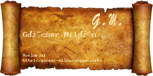 Gácser Milán névjegykártya